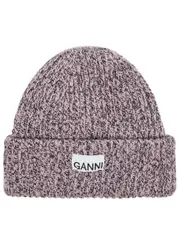 Ganni Ribbed Wool-blend Beanie - Lilac One Size