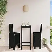 Garden Chair Bar Stools 2 pcs Black 40x42x120 cm Solid Wood Pine Patio Seating