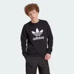 【ADIDAS 愛迪達】上衣 男款 長袖上衣 大學T 運動 三葉草 國際碼 TREFOIL CREW 黑 IM4500