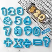 16Pcs Large Number Symbol Cookie Cutters Plastic 0-9 Letter Biscuit Fondant Cutters Mould for DIY Sugarcraft Biscuit Pastry Baking (Number)