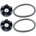 Felji 2 Pack Rubber Blade Gears + 2 Gaskets Combo for NutriBullet 600W 900W NB-1