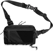 TACTICAL_GEEK Cache L6 EDC Modular Sling Bag, Lightweight Crossbody Shoulder Bag, Travel Chest Bag, Handy Shoulder Bag, Shoulder Daypack for Everyday Carry, and Outdoor Sports, Cordura Black
