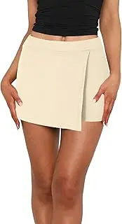 [HAOYUAN] Womens Black Mini Skirt Skorts Sexy Mid-Waisted Front Split Bodycon Pencil Skirts with Shorts Underneath