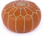 Moroccan Leather Ottoman Pouffe Unstuffed Footstool Brown Boho 24''For Home