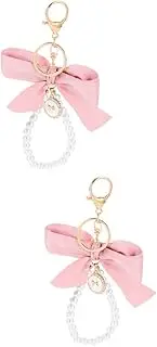 [SHERCHPRY] Bow Keychain Key Rings Women Rhinestone Purse Accessories Charms Key Chains Craft Bowknot Bead Friendship Keyrings Women Keychain Accessories Keychain Bag Decor Pink ，，