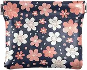 [YXYZRMY] White Cute Flower Black PU Leather Squeeze Coin Purse, Coin Pouch Change Holder for Women Men, Mini Portable Cosmetic Bags for Women, Multi-colored, one size, Multi-style, Multi-colored, one