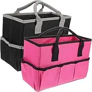 2 Pcs Large Capacity Craft Supply Organizer with Handles for Teachers and Gardeners Versatile Storage Bag with Pockets Desktop File Folder