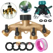 3/4" Solid Brass Four 4 Way Tap Garden Connector Adaptor Hose Splitter