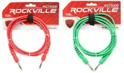 2 Rockville 6' 1/4'' TRS to 1/4'' TRS Cable 100% Copper (Red and Blue)