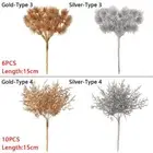 Wedding Favor Gold Silver Artificial Pine Branch Simulation Flower Faux Plant