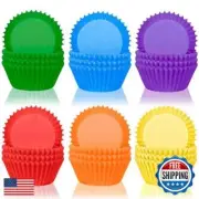 Whaline 600Pcs Colorful Cupcake Liners Bright Rainbow Paper Baking Cups Solid