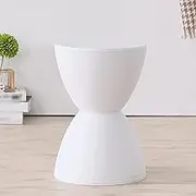 Plastic Stool,Makeup Stool,Dressing Stool Seat,Living Room Round Stool,Multifunctional Low Stool,PP Plastic + Fibreglass,Suitable for Bedroom,Living Room,Dining Room(White)