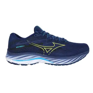 MIZUNO WAVE RIDER 27 男慢跑鞋-美津濃 運動 訓練 J1GC230353 深藍芥末綠