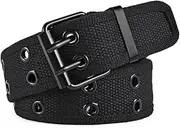 [Generic] Grommet Canvas Belts Two-Hole Jeans Vintage Buckle Punk Belts for Men and Women