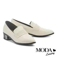 在飛比找momo購物網優惠-【MODA Luxury】時尚沖孔透明造型跟尖頭樂福高跟鞋(