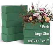 8 Pack Floral Foam Blocks for Fresh and Artificial Flowers, Wet Green Florist Bricks Arrangement Supplies for Crafts Wedding Decoration, 8.9" L x 4.1" W x 2.6" H
