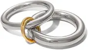 [RAIFIN] Waterproof Gold Stackable Rings for Women Non Tarnish - 18K Gold Plated Water Resistant Rings Everyday Ring Band for Women - Never Fades Interlocked Cubic Zirconia Bands Stacking Ring