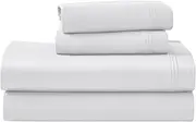 [Superior] Egyptian Cotton 4 Piece Sheet Set, Luxury 1000 Thread Count, Eco-Friendly, Sustainable Sheets, Ultra-Soft Basics, Solid, Deep Pocket Fitted Sheet, Flat Sheet, Pillowcases, Queen, Platinum