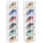 SOGA 2X 6 Tier Transparent Portable Shoe Organiser Sneaker Footwear Folding Plastic Bin Stackable Storage Box with Magnetic Door