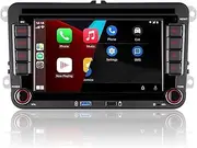 Double din Car Stereo Compatible with Carplay/Android Auto for 7 inch with Bluetooth Calls/FM/AM Radio/USB/EQ,Rear View Camera Car for VW Golf 5 6 Passat Jetta Caddy EOS T5 Tiguan Touran CC Polo