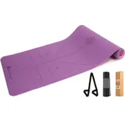 METEOR 183x65cm TPE Yoga Mat in 6mm Thickness (Purple Pink)