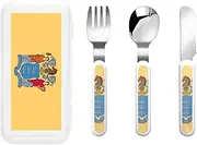 Flag Of New Jersey 3 Piece Set For Camping Stainless Steel Flatware, Spoon, Fork, Knife, Ideal For Outdoor