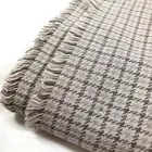 Beige and Mocha Brown Houndstooth Check Plaid Wool Fabric 36x56" New Uncut