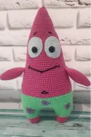 SpongeBob SquarePants Patrick Star. Knitted Soft Toy, Handmade Souvenir