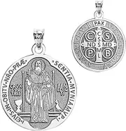 [PicturesOnGold.com] Saint Benedict Religious Medal - in Sterling Silver, 10K, or 14K Gold