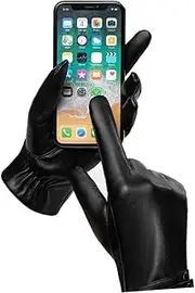 [ROMISBABA] Portable Warm Gloves Leather Windproof Screen Touch Gloves for Riding Biking and Winter Outdoor Activities Flexible Design for Cold Protection Fits