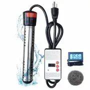 1500W Electric Immersion Water Heater for Bucket, Bathtub Heater with Timed A...