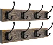 Wall Mounted Coat Rack, Entryway Hanging Coat Rack, 2 Pack Metal Wood Coat Ra...