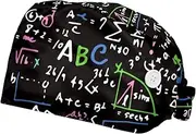 [FVQL] Set of 2 Bouffant Caps, Reusable Surgical Cap Scrub Caps Women, Cartoon Math