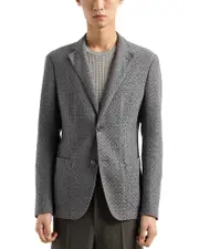 Emporio Armani Modern Fit Ultra Lightweight Wool Jacquard Knit Sport Jacket