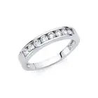 Womens 14k White Gold Stackable Eternity Round CZ Anniversary Wedding Ring Band