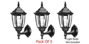 New Outdoor Wall Lantern Sconce With 6-Panel Clear Glass - Pack of 3