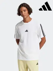 adidas White Essentials 3-Stripes Single 100% Cotton Jersey T-Shirt (E45481) | $53
