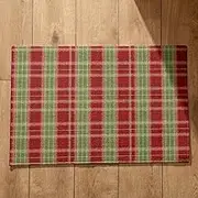 EHOMERY Large Front Door Mat Outside Entrance Floor Mats for Kitchen Set Lattice Texture Washable Indoor Hand Foot Print 40x60cm, Non-Slip Plush Cotton Decor Doormat