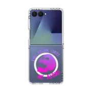 Galaxy Z Flip7 Clear Magnetic Case Live Laugh Leave - Pink