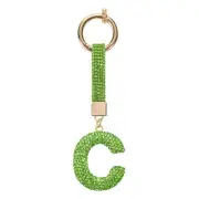 Alphabet C Letter Bag Charm Rhinestone for Jewelry Making, Light Green