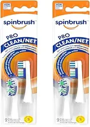 Spinbrush Pro Clean Replacement Toothbrush Heads, Soft Bristles, Dentist Recommended, (2 Pack with 4 Toothbrush Heads)