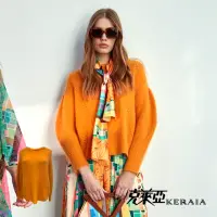 在飛比找momo購物網優惠-【KERAIA 克萊亞】糖漬橙片純色落肩粗紗針織上衣