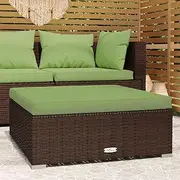 Garden Footrest with Cushion Brown 70x70x30 cm Poly Rattan, Sectional Sofa Units