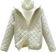 [Generic] Women's Bomber Cotton Jackets Lightweight Quilted Warm Casual Fleece Inner Winter Zip Coat