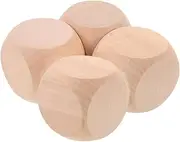 ERINGOGO 4pcs Unfinished Wood Dice DIY Blank for Crafting Games Creative Projects Family Fun Dice for Letter Games