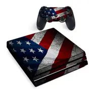 PS4 Pro Console Skins Decal Wrap ONLY - American Flag distressed wave