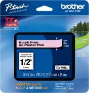 Brother Tzemqe31 Black On Pastel Pink Label Tape 12Mm For P Touch Labelers