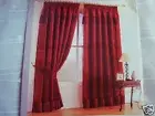 Luxury Lined Voile Embroidery Curtains Burgundy Color