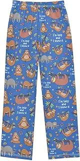 [ZZXXB] Lazy Sloth Boys Long Pants Soft Trousers Elastic Waist Kids Lounge Bottoms with Pockets S-XL