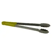 Thunder Group SLTG810Y 10" Stainless Steel Yellow Handle Utility Tongs